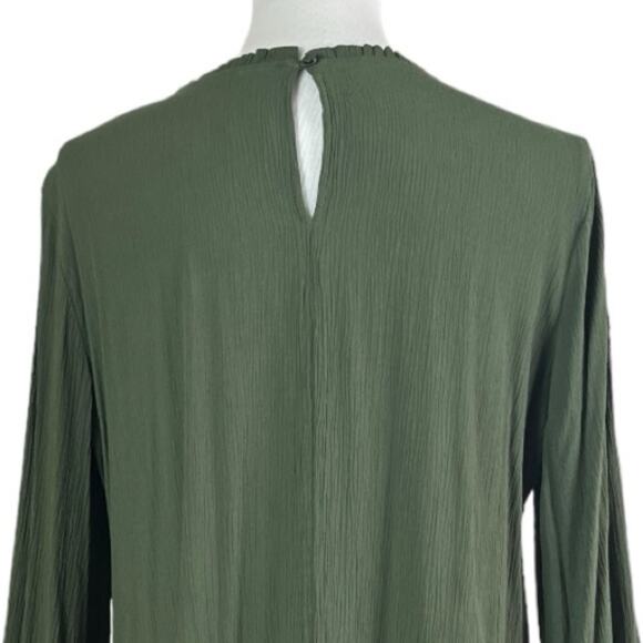 Time and Tru Blouse Boho Gauze Lace Pullover Olive Green Women’s Size Medium - Picture 7 of 13